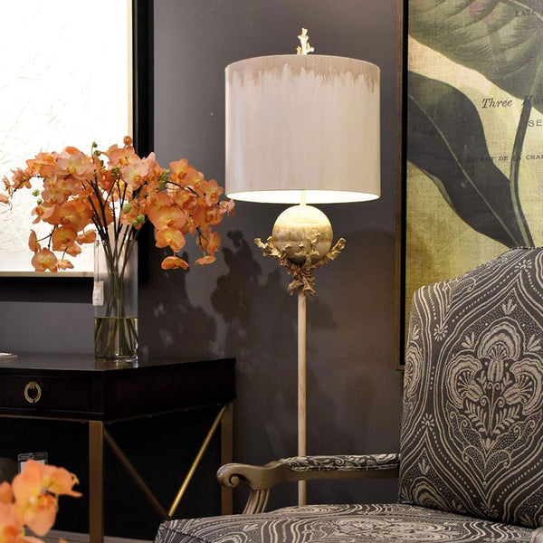 Trellis Floor Lamp Hand Painted in Putty Patina & Silver Leaf