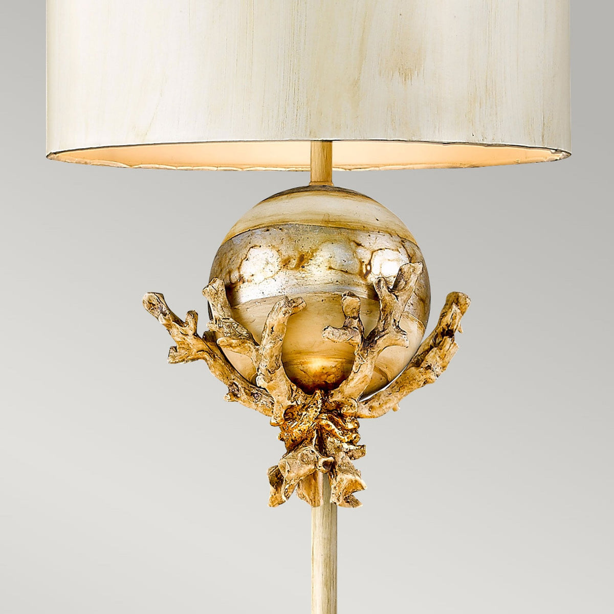 Trellis Floor Lamp Hand Painted in Putty Patina & Silver Leaf