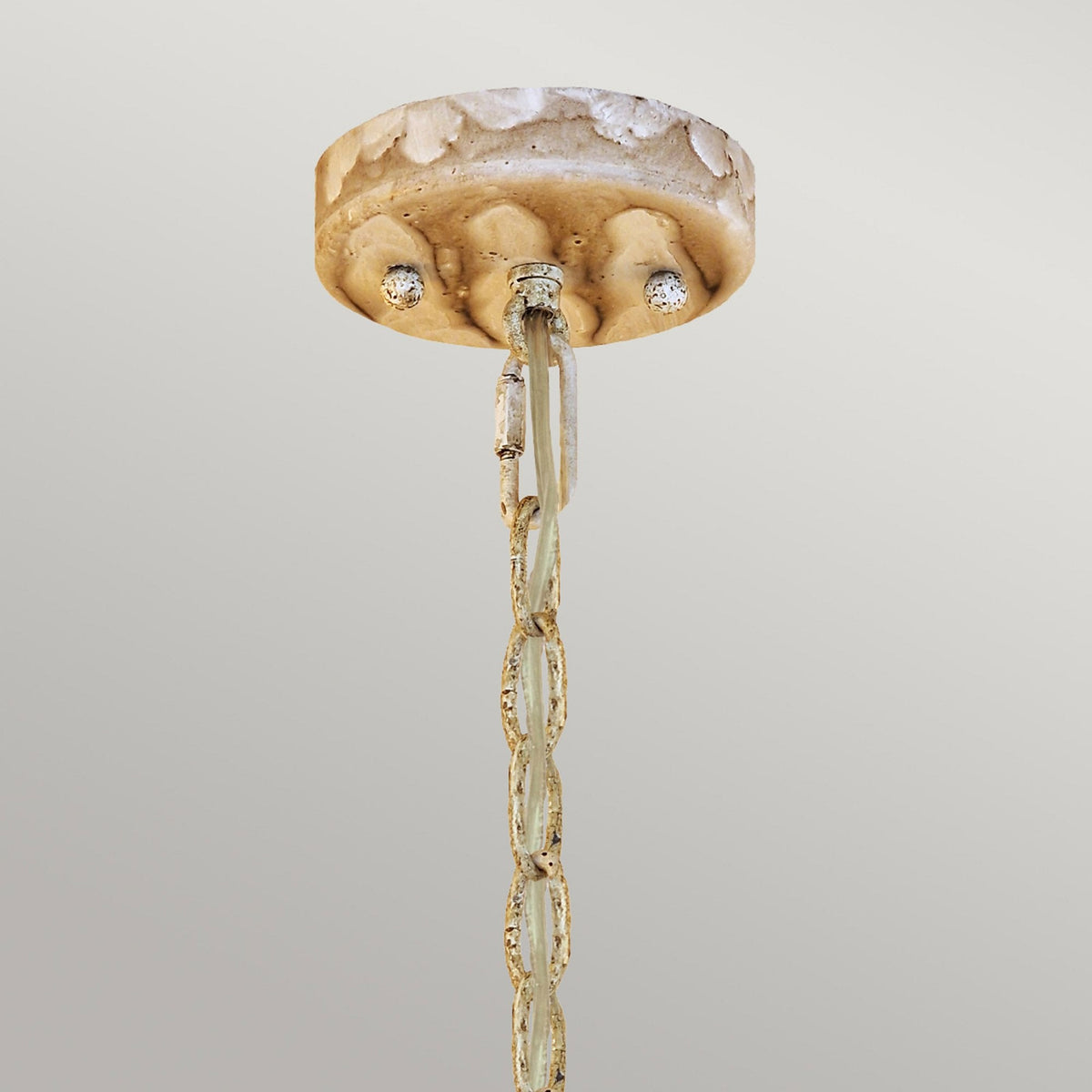 Trellis Pendant Light Hand Painted in Putty Patina & Silver Leaf