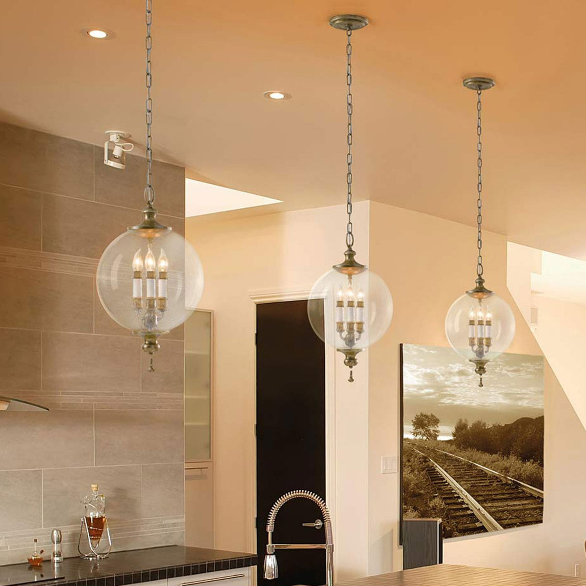 Argento Pendant Light in Oxidised Silver Leaf