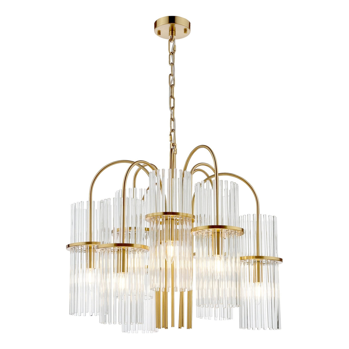 Eniola 9 Light Chandelier In Natural Brass & Glass