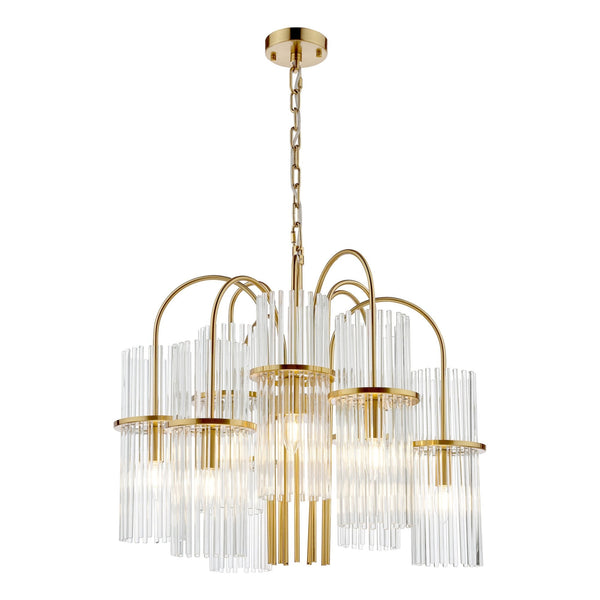 Eniola 9 Light Chandelier In Natural Brass & Glass