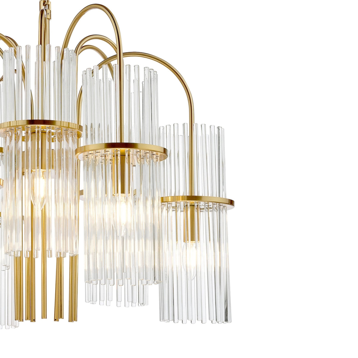 Eniola 9 Light Chandelier In Natural Brass & Glass