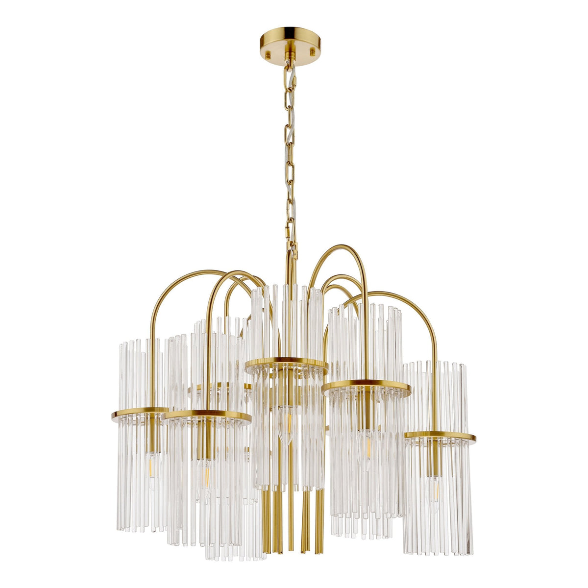 Eniola 9 Light Chandelier In Natural Brass & Glass