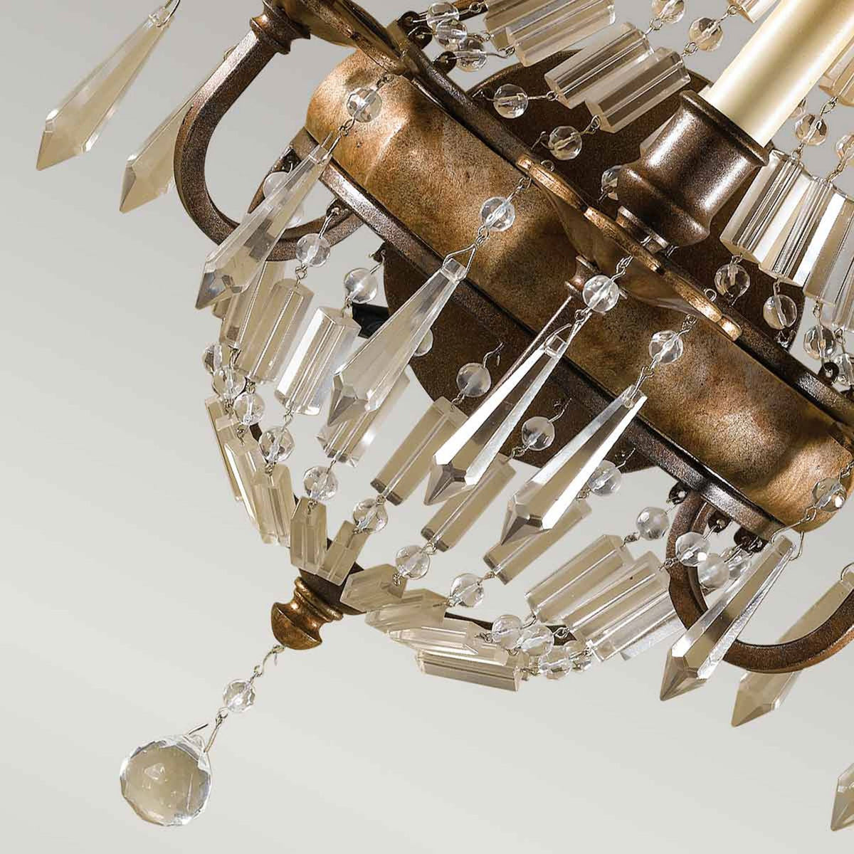 Bellini Three Light Wall Light with Antique Quartz Crystals