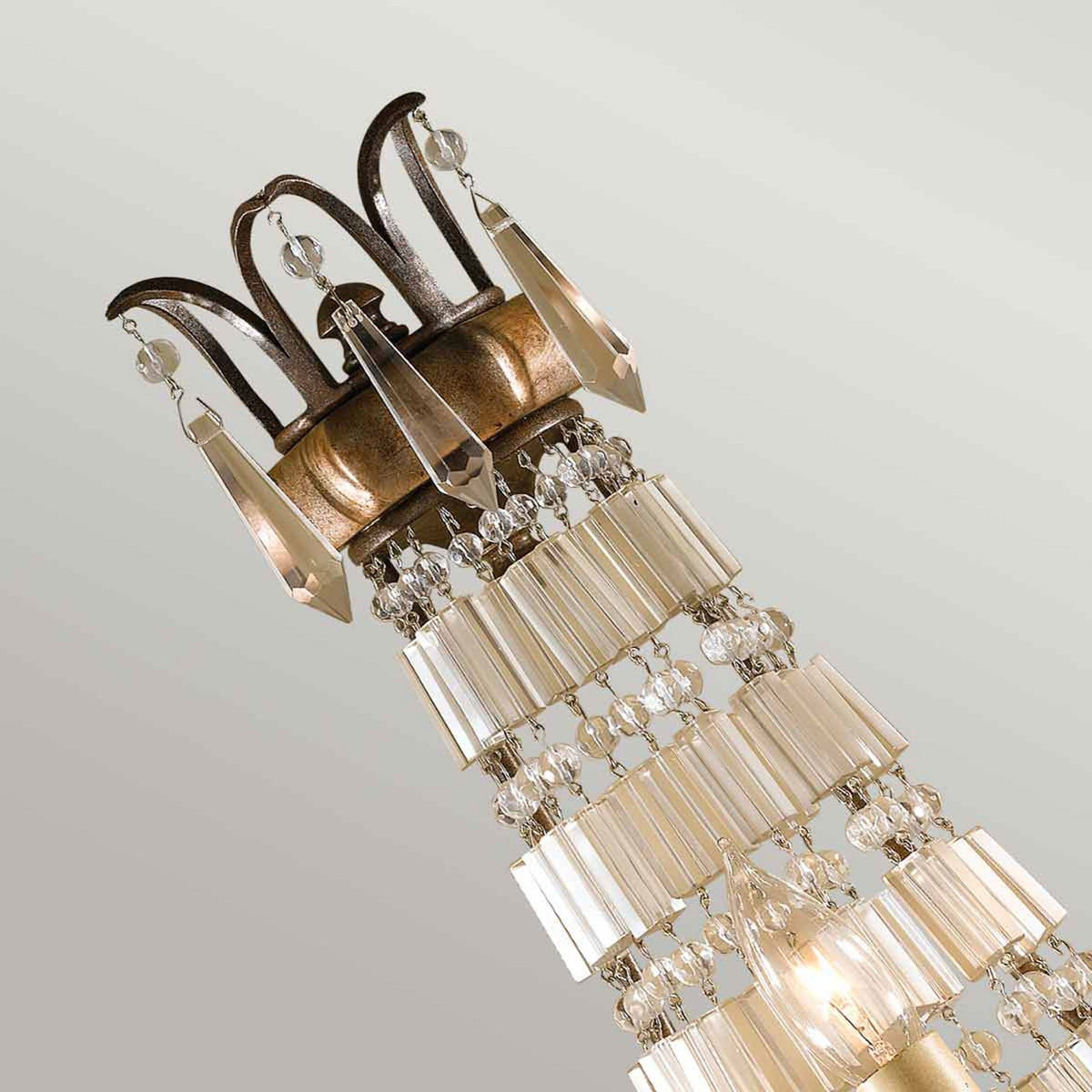 Bellini Three Light Wall Light with Antique Quartz Crystals