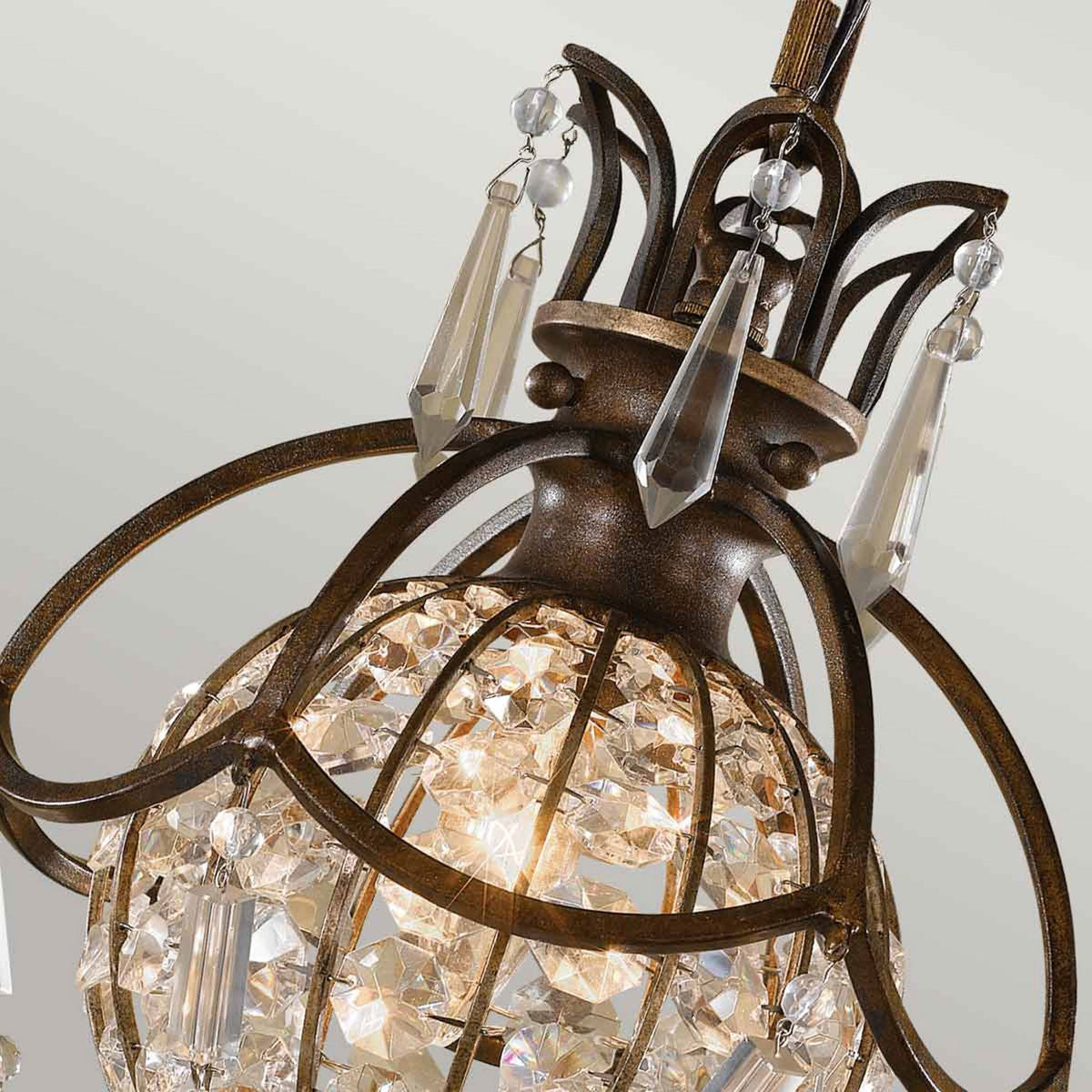 Bellini Single Pendant Light with Antique Quartz Crystals