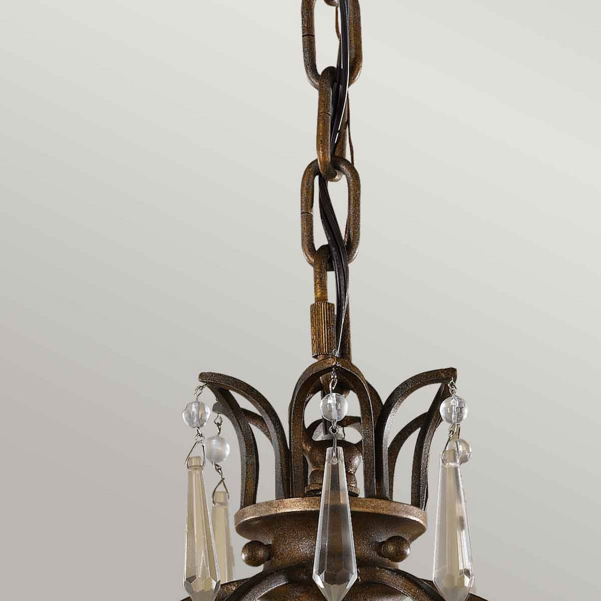 Bellini Single Pendant Light with Antique Quartz Crystals