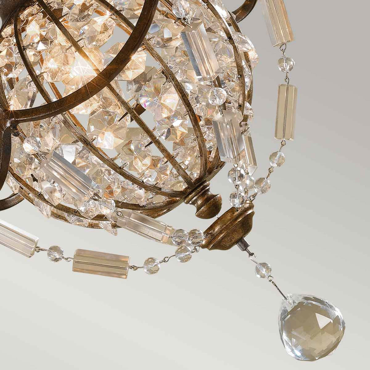 Bellini Single Pendant Light with Antique Quartz Crystals