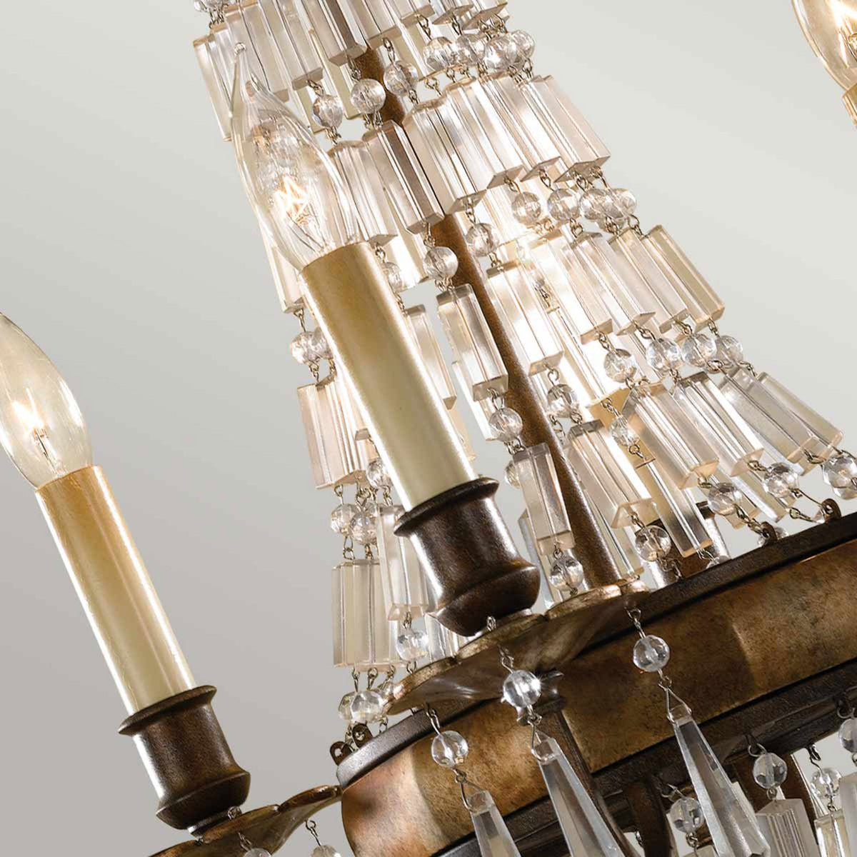 Bellini Four Light Chandelier with Antique Quartz Crystals