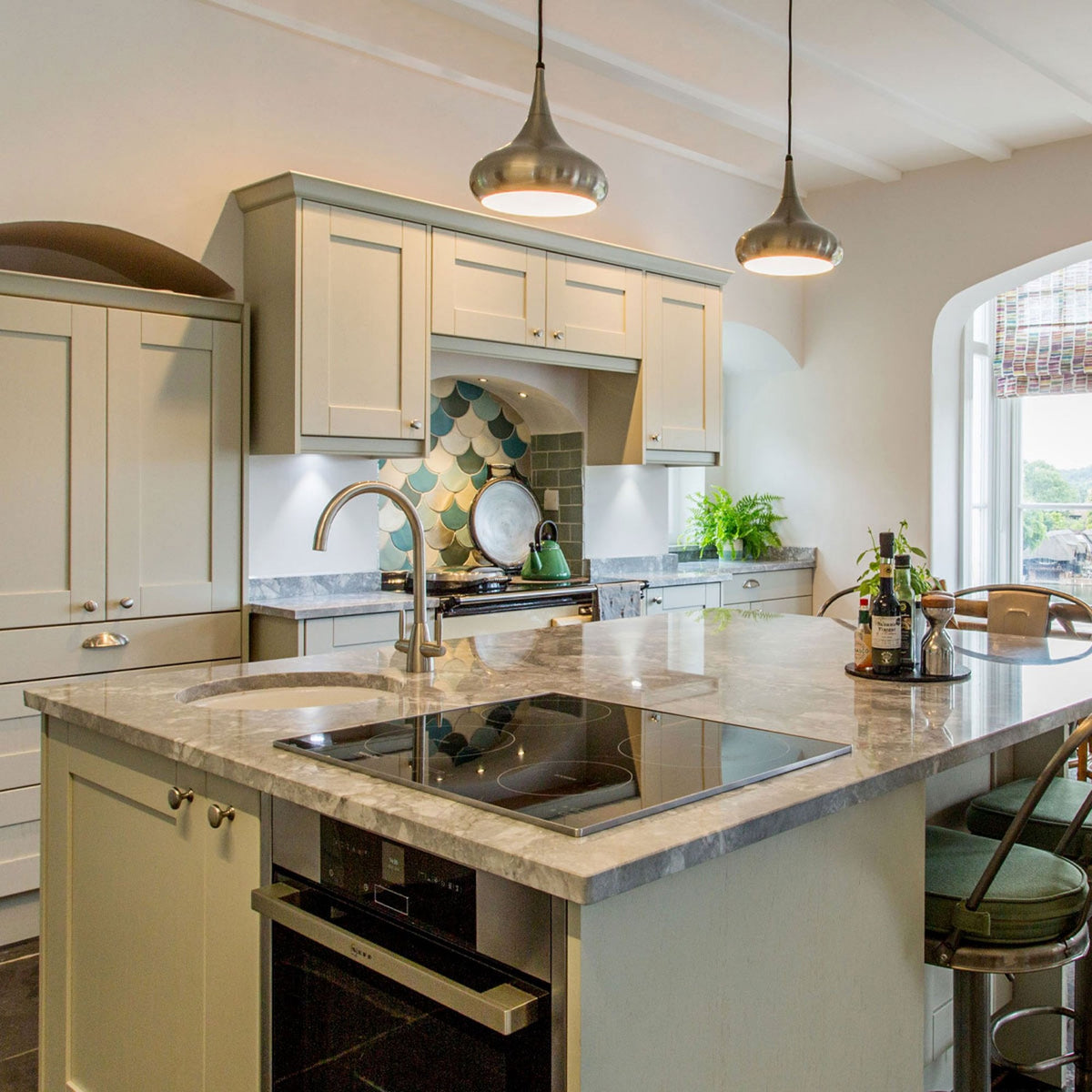 Beso Medium Steel Pendant in Brushed Steel