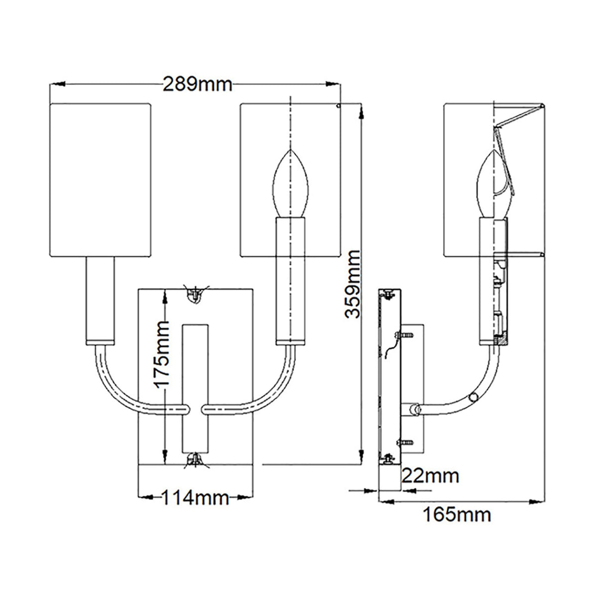 Brianna Twin Arm Wall Light in Polished Nickel
