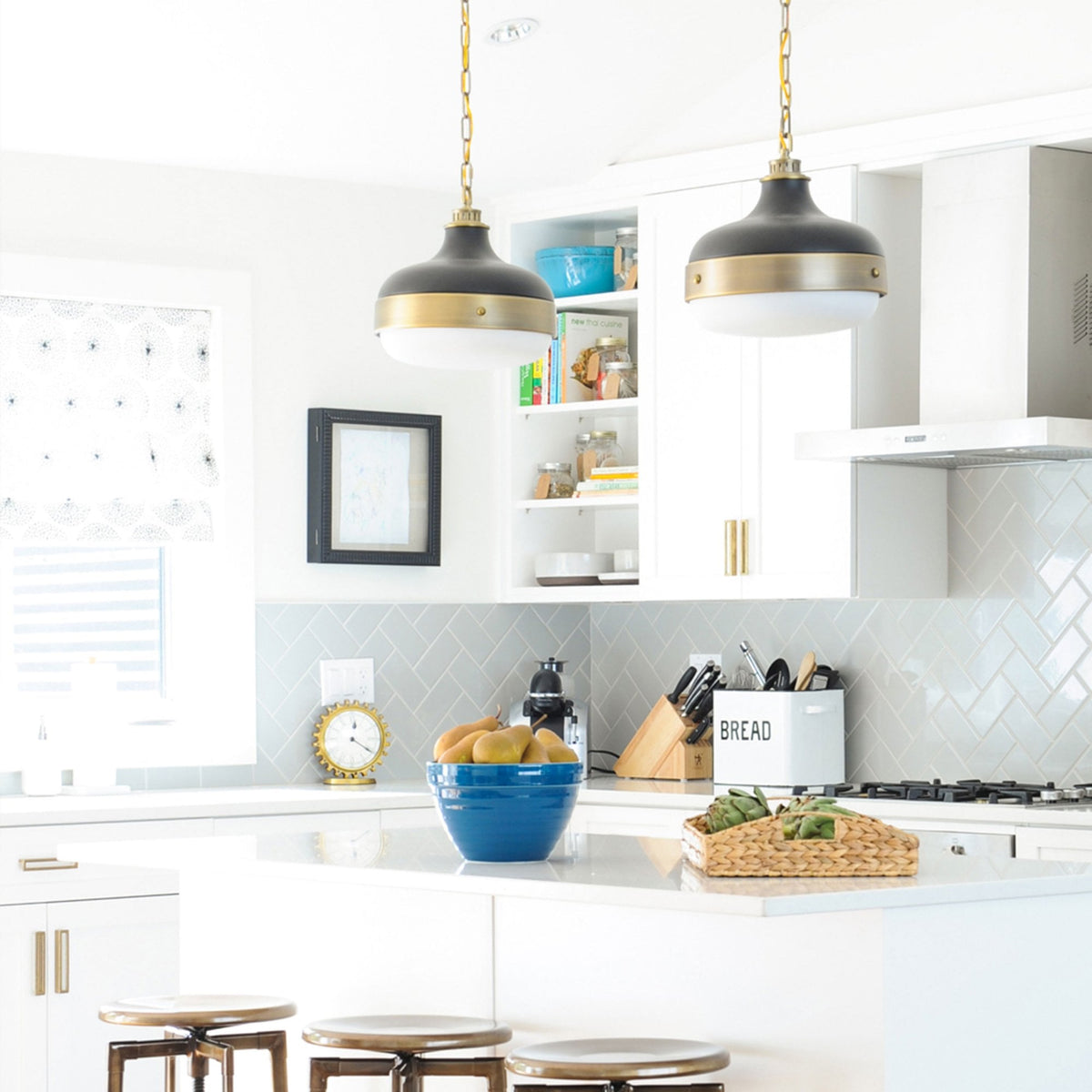 Cadence Pendant Light in Dark Antique Brass & Matte Black