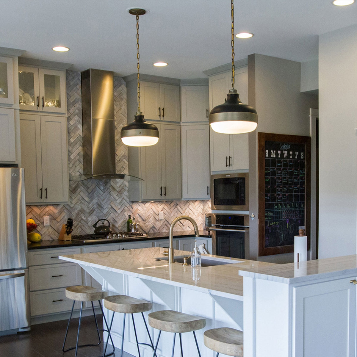 Cadence Pendant Light in Dark Antique Brass & Matte Black