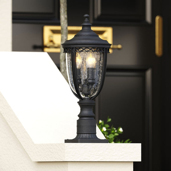 English Bridle 3 Light Medium Pedestal in Black
