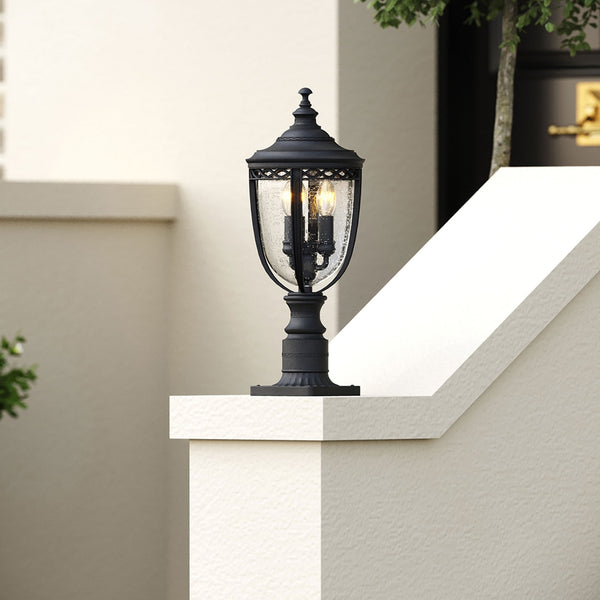 English Bridle 3 Light Medium Pedestal in Black