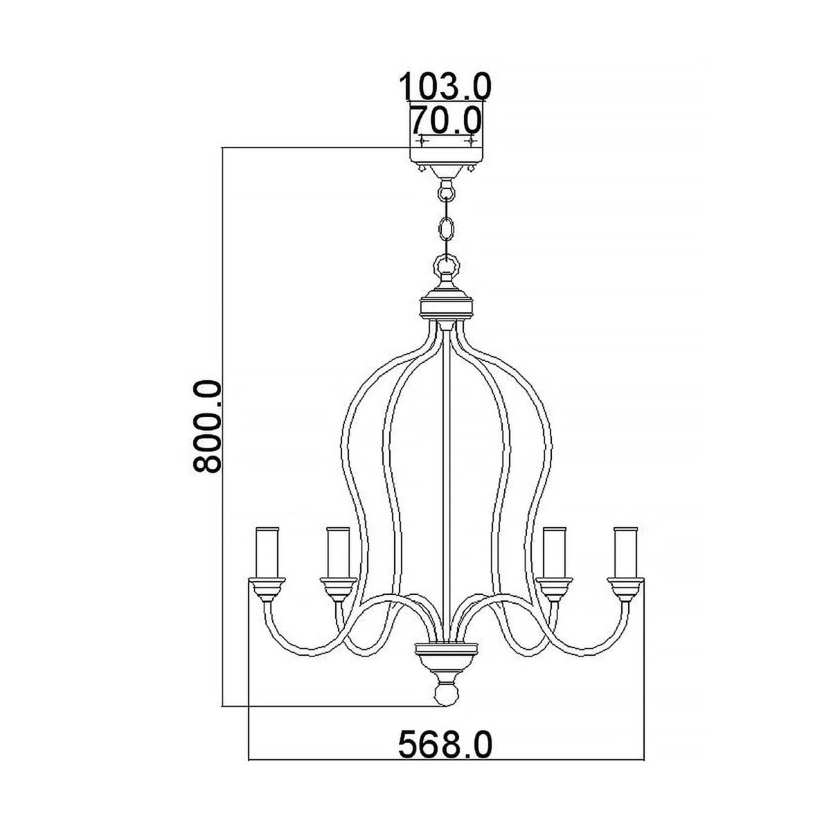 Hartsville Five Light Chandelier or Semi Flush Fitting