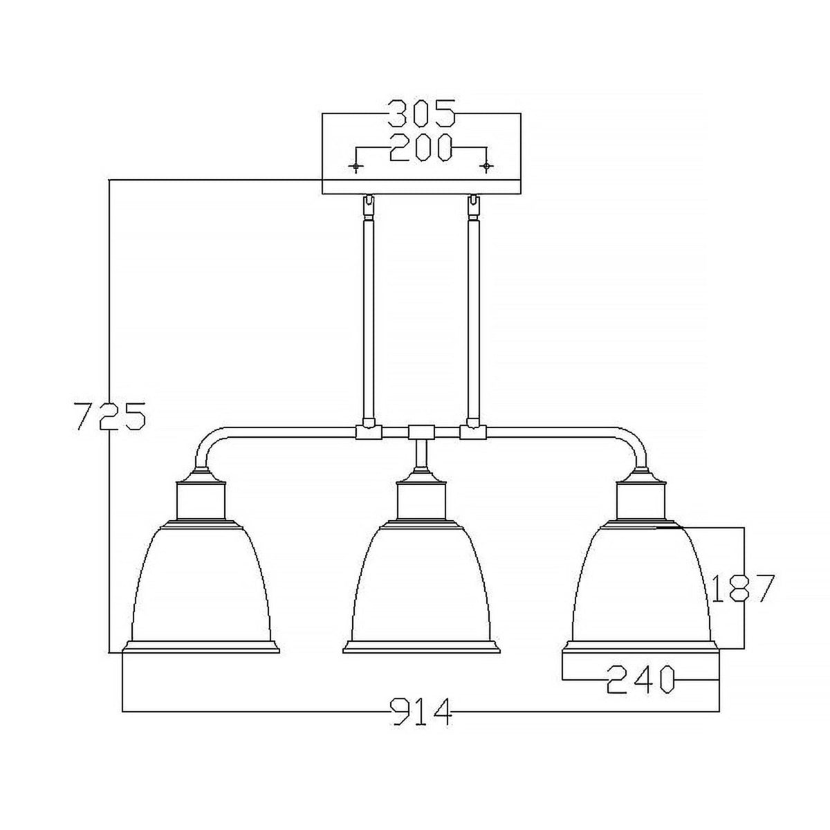Hobson Three Light Island Chandelier in Aged Brass