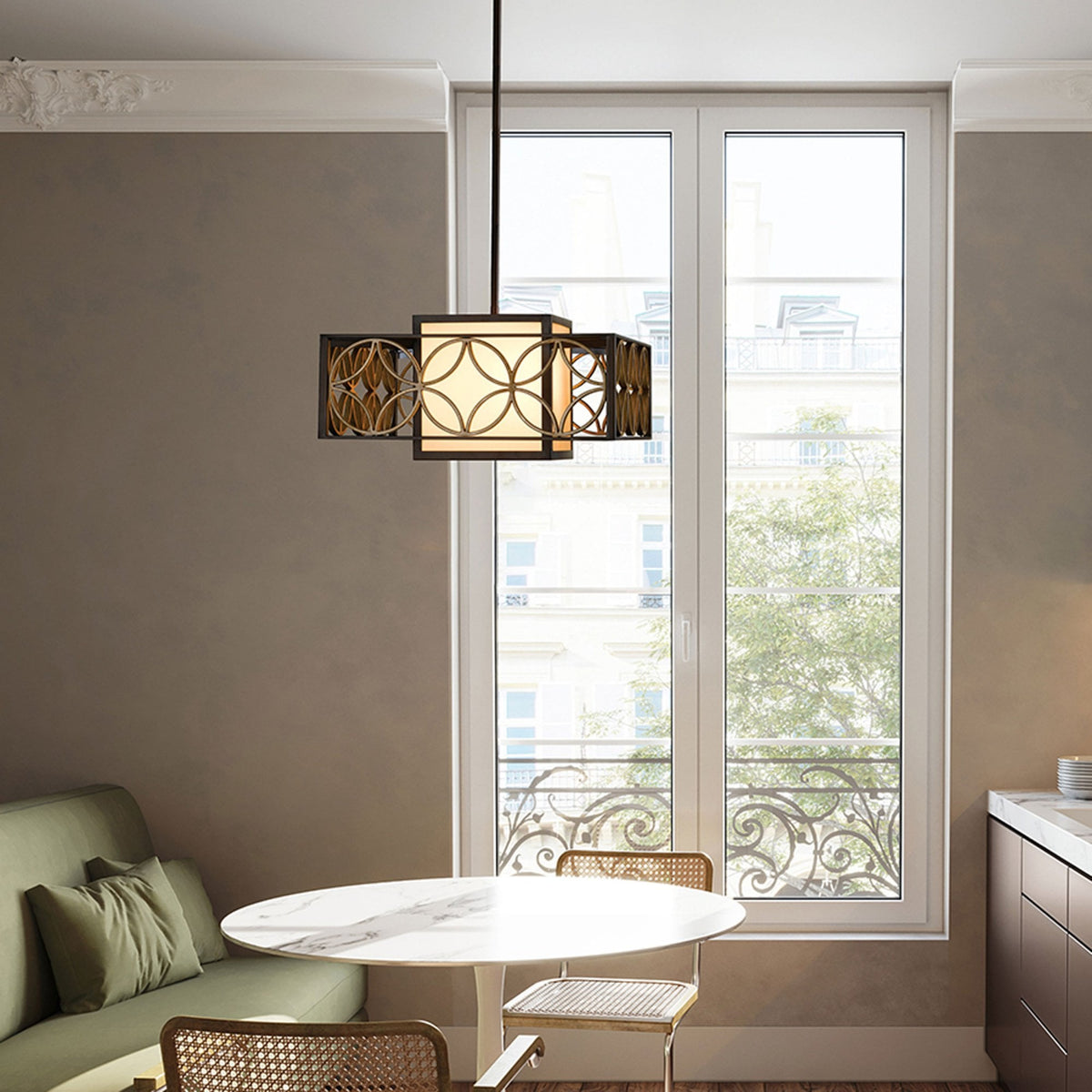 Remy Pendant Light in Bronze and Gold
