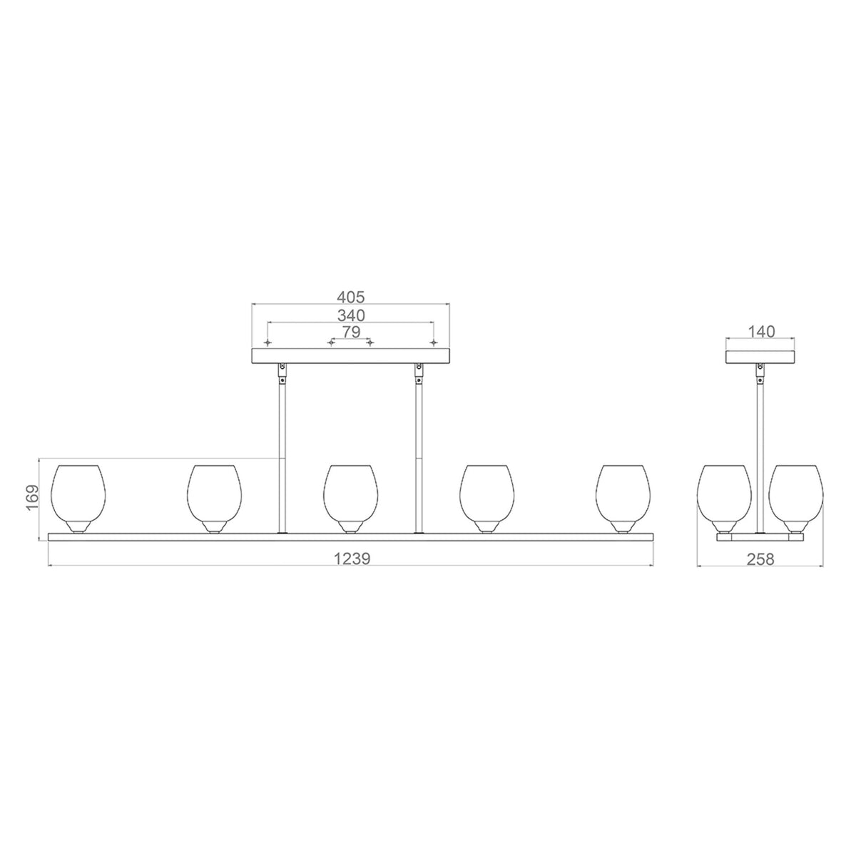 Rubin 10 Light Island Chandelier in Polished Nickel