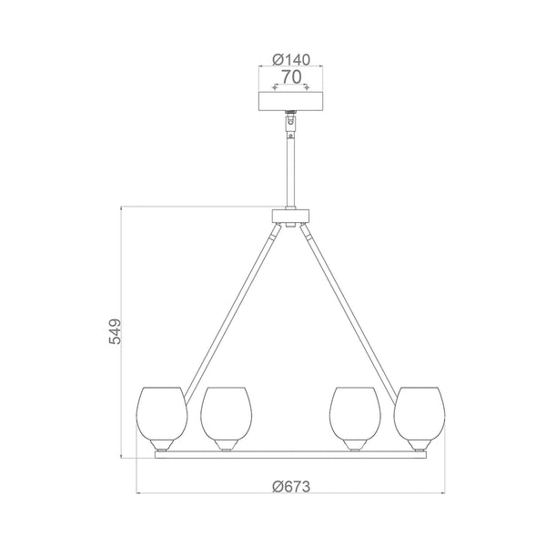 Rubin 6 Light Chandelier in Polished Nickel