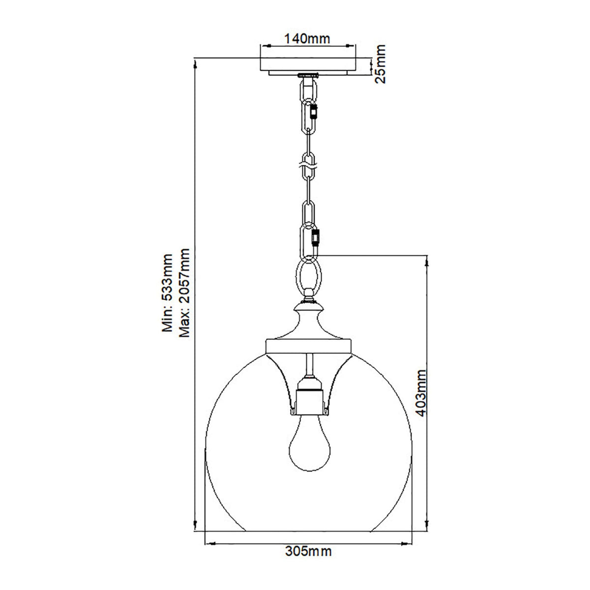 Tabby Single Pendant in Brushed Steel