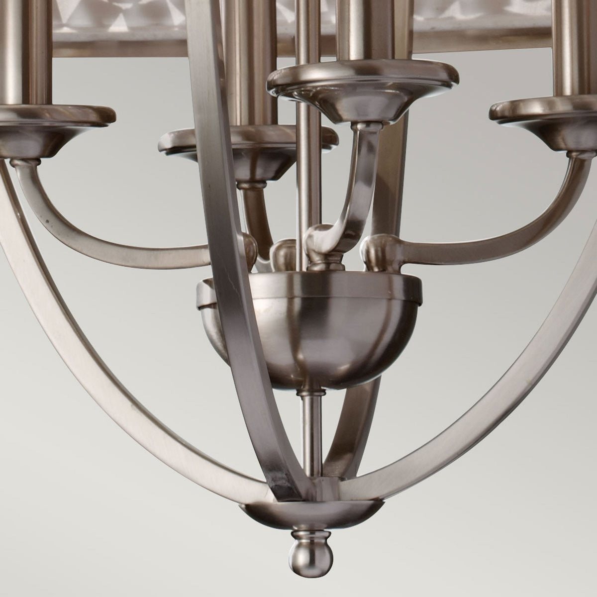 Zara 4 Light Chandelier with Diffuser in Brushed Steel