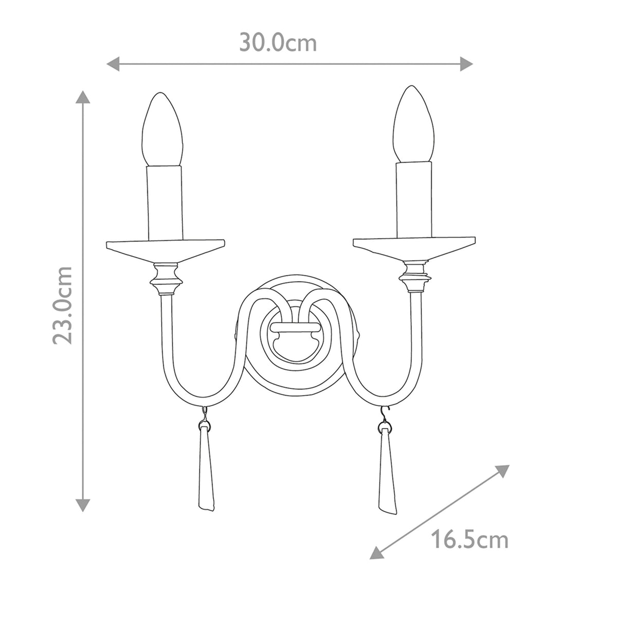 Finsbury Park Two Arm Polished Nickel Wall Light