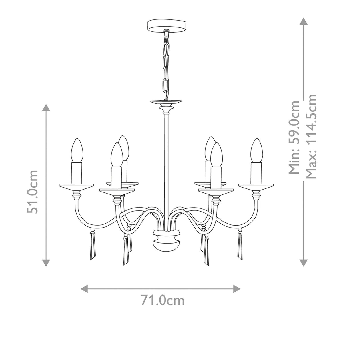 Finsbury Park Six Arm Polished Nickel Chandelier