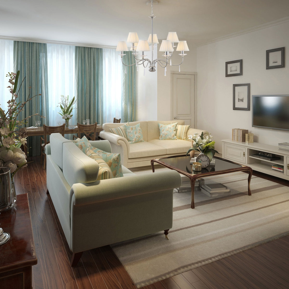 Finsbury Park Nine Arm Polished Nickel Chandelier