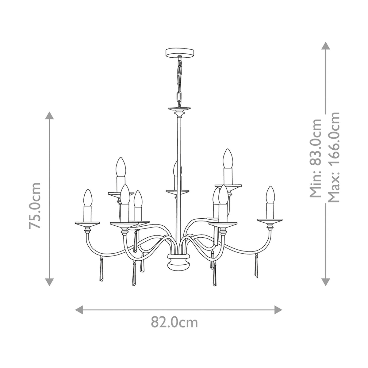 Finsbury Park Nine Arm Polished Nickel Chandelier