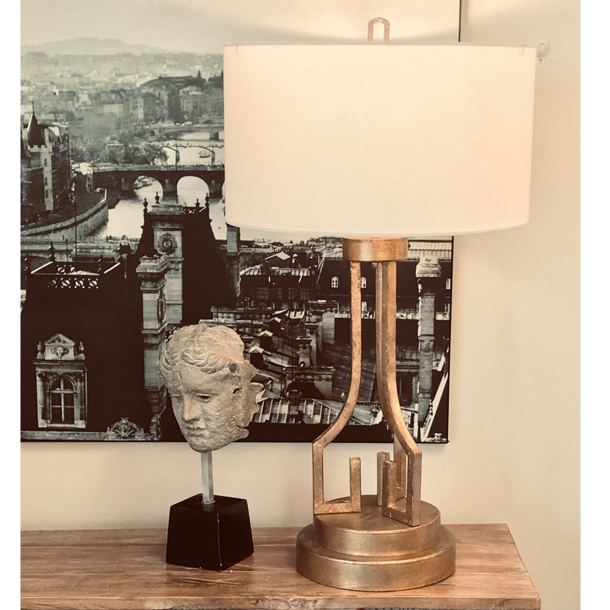Lemuria Table Lamp in Distressed Gold