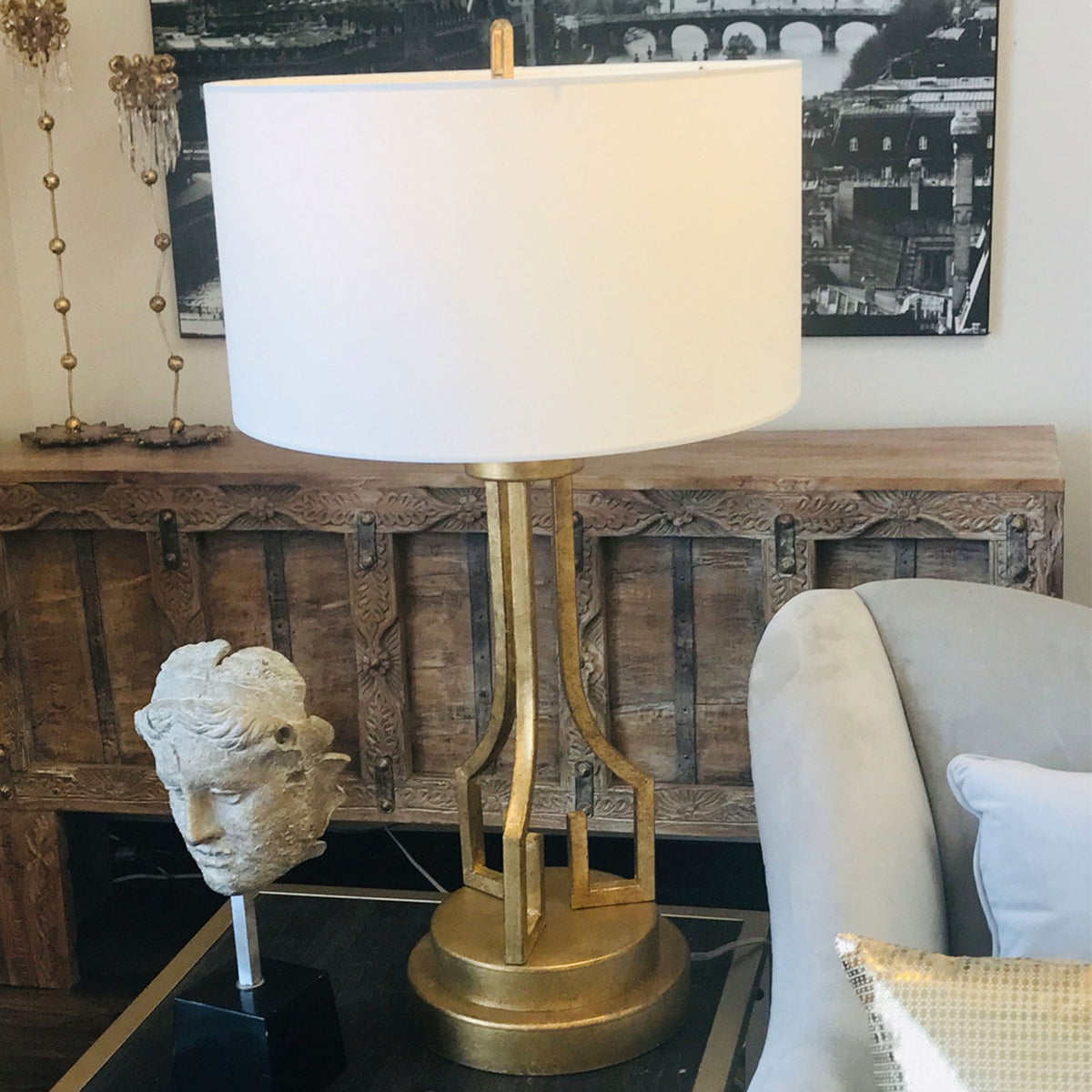 Lemuria Table Lamp in Distressed Gold