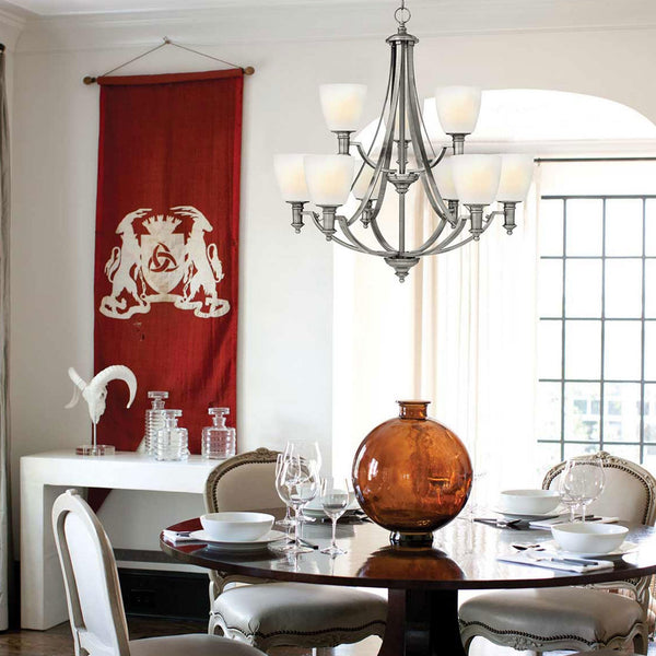 Bolla Nine Light Chandelier in Brushed Nickel