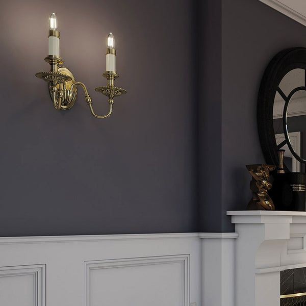 Cambridge Twin Wall Light in Burnished Brass