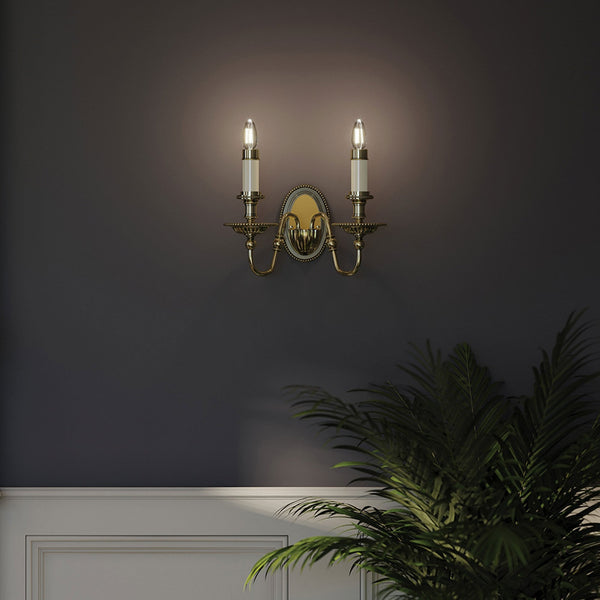 Cambridge Twin Wall Light in Burnished Brass