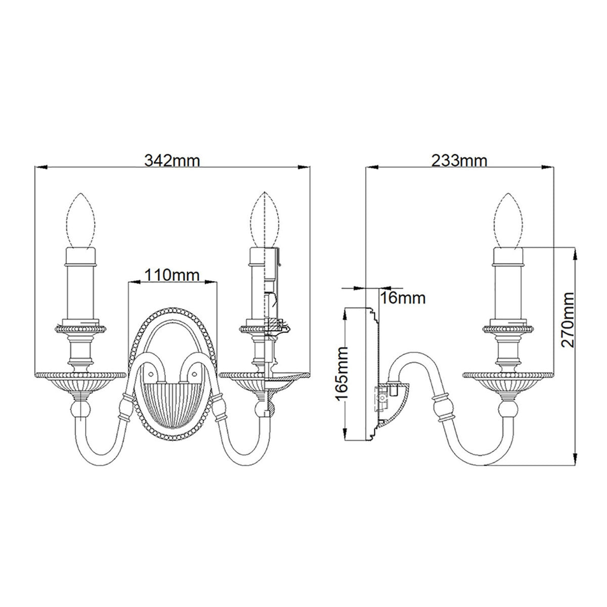 Cambridge Twin Wall Light in Burnished Brass