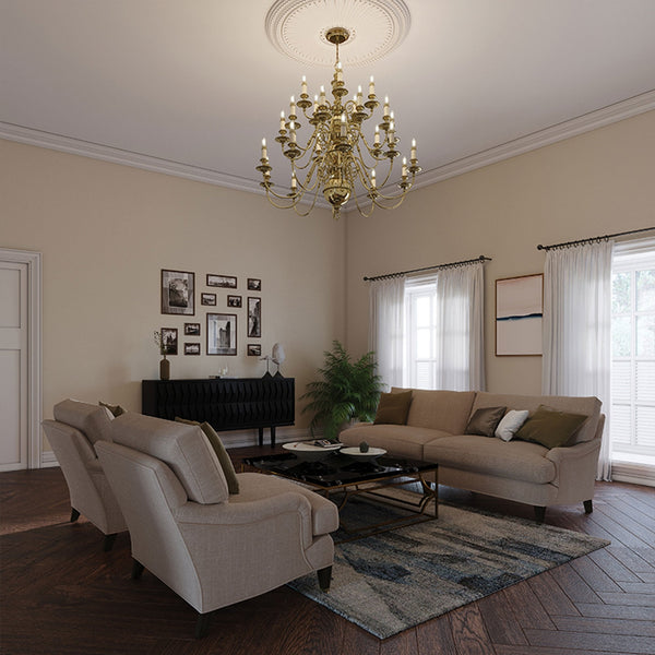 Cambridge Twenty Five Light Chandelier in Burnished Brass