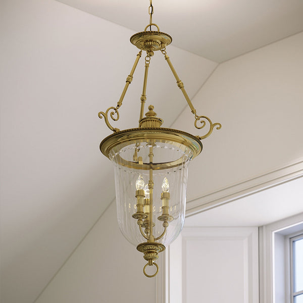 Cambridge Triple Light Large Pendant in Burnished Brass