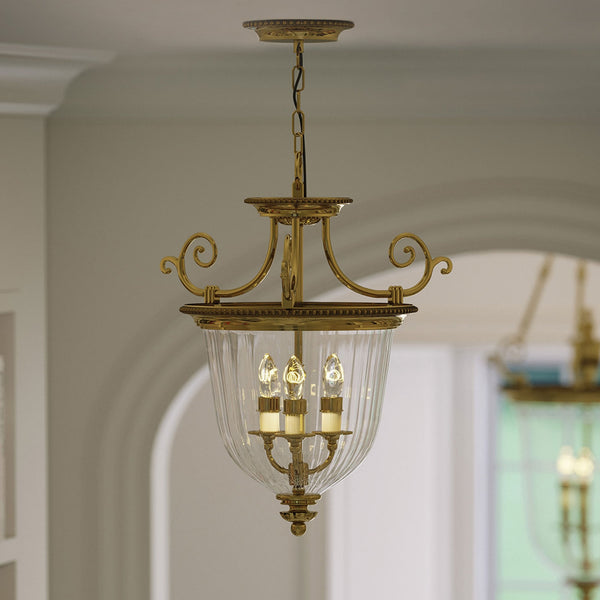 Cambridge Triple Light Small Pendant in Burnished Brass