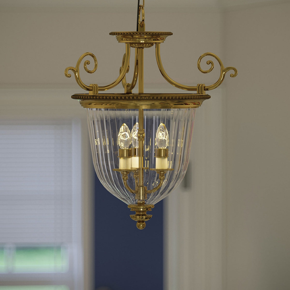 Cambridge Triple Light Small Pendant in Burnished Brass