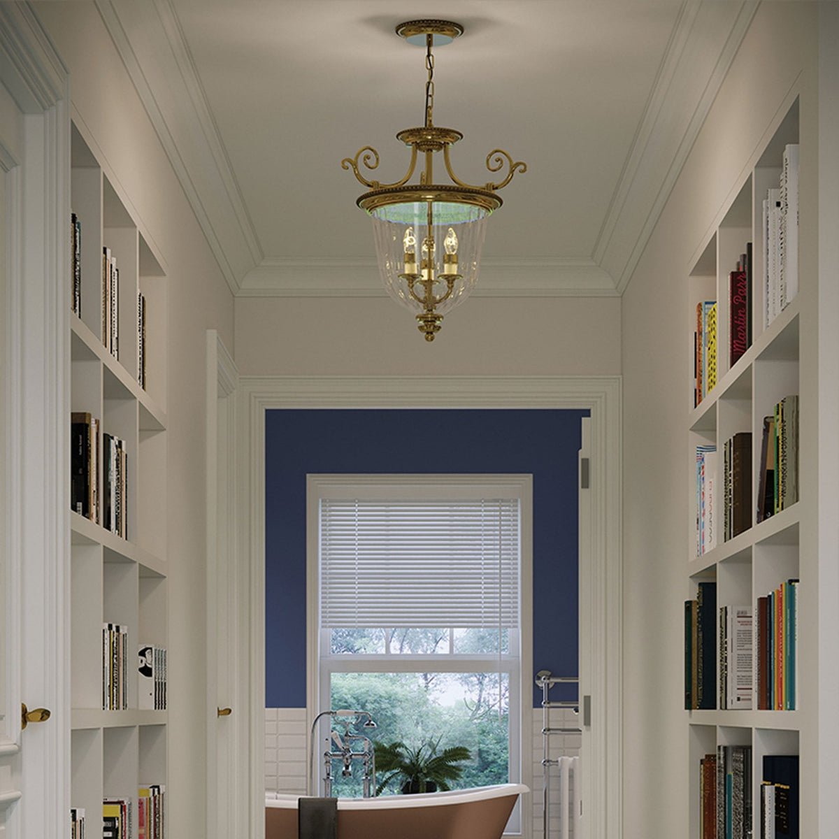 Cambridge Triple Light Small Pendant in Burnished Brass