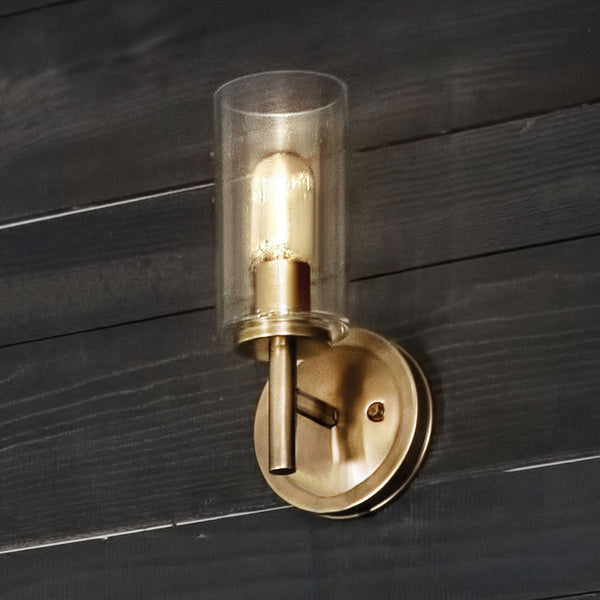 Collier Single Wall Light in Heritage Brass with Clear Seeded Glass Shade