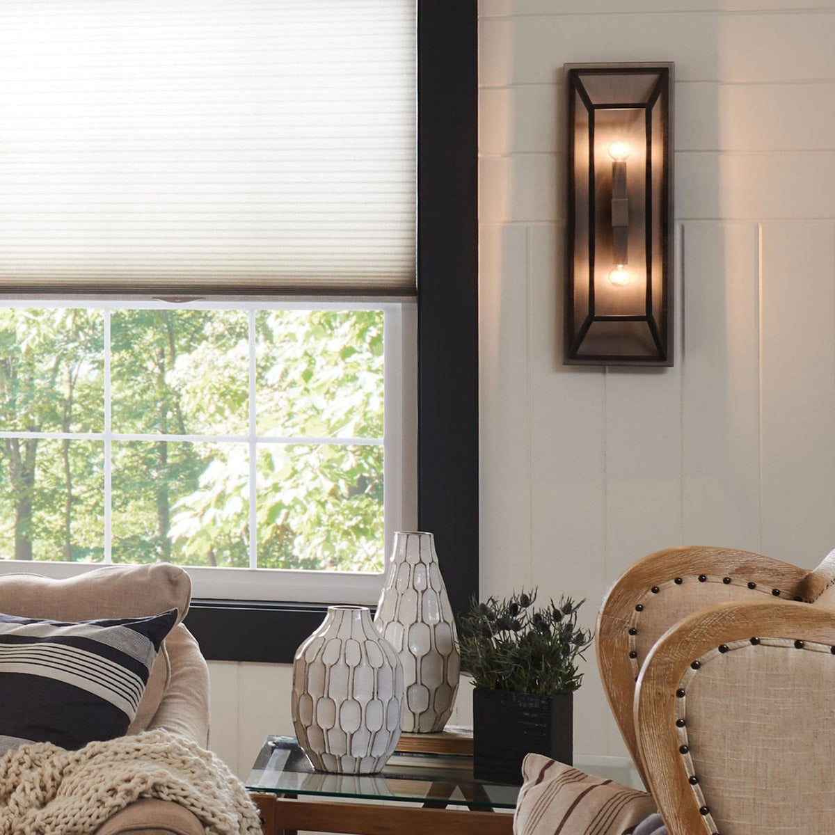 Fulton 2 Light Wall Light in Bronze and Brass