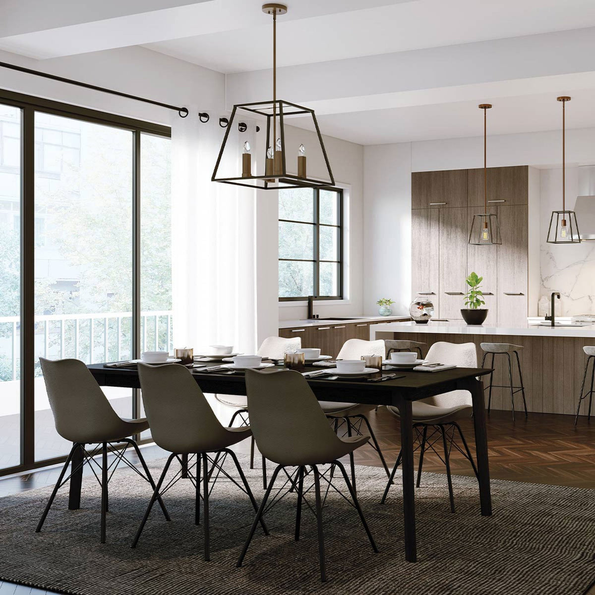 Fulton Large 4 Light Chandelier Pendant in Bronze