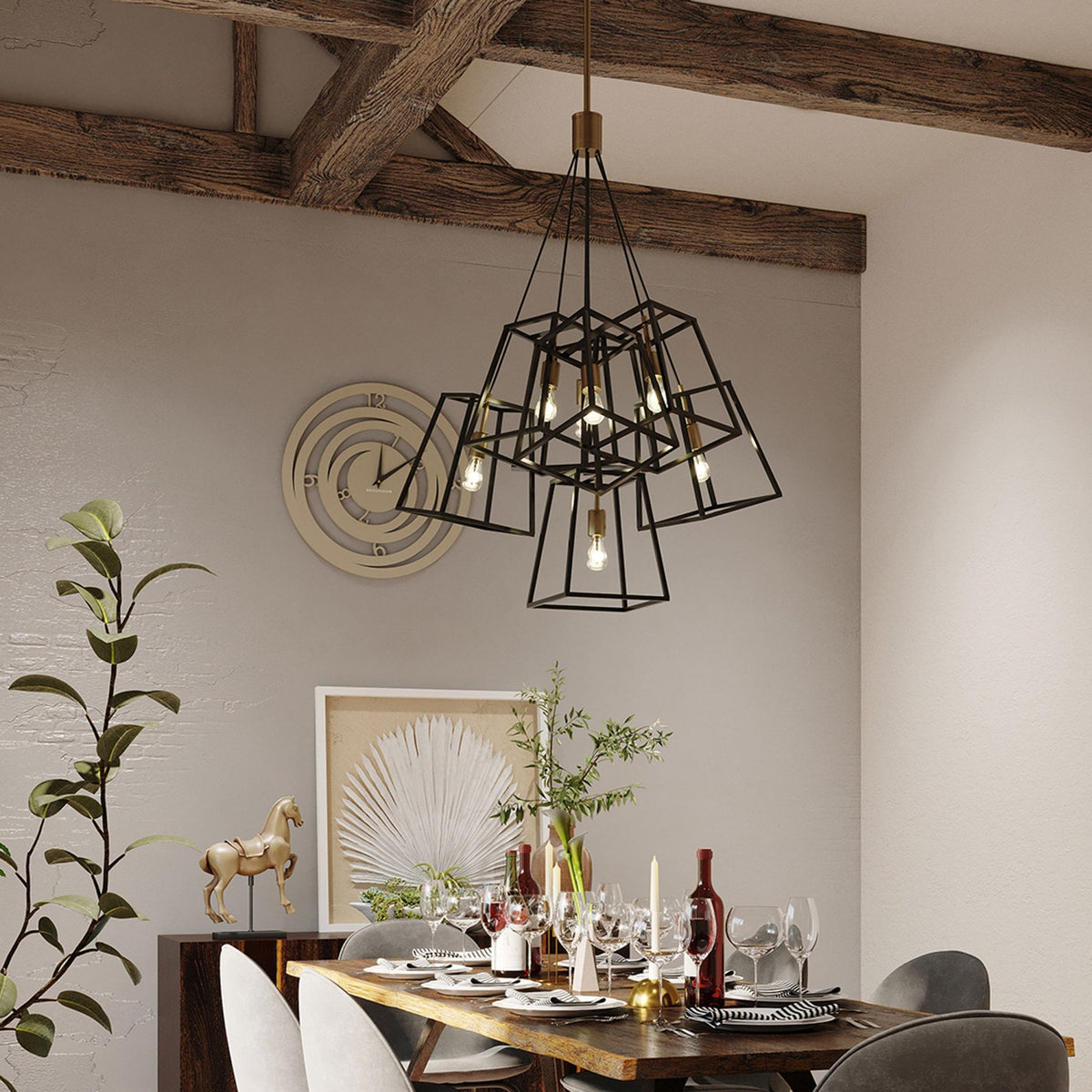 Fulton 7 Light Chandelier Cluster Pendant in Bronze