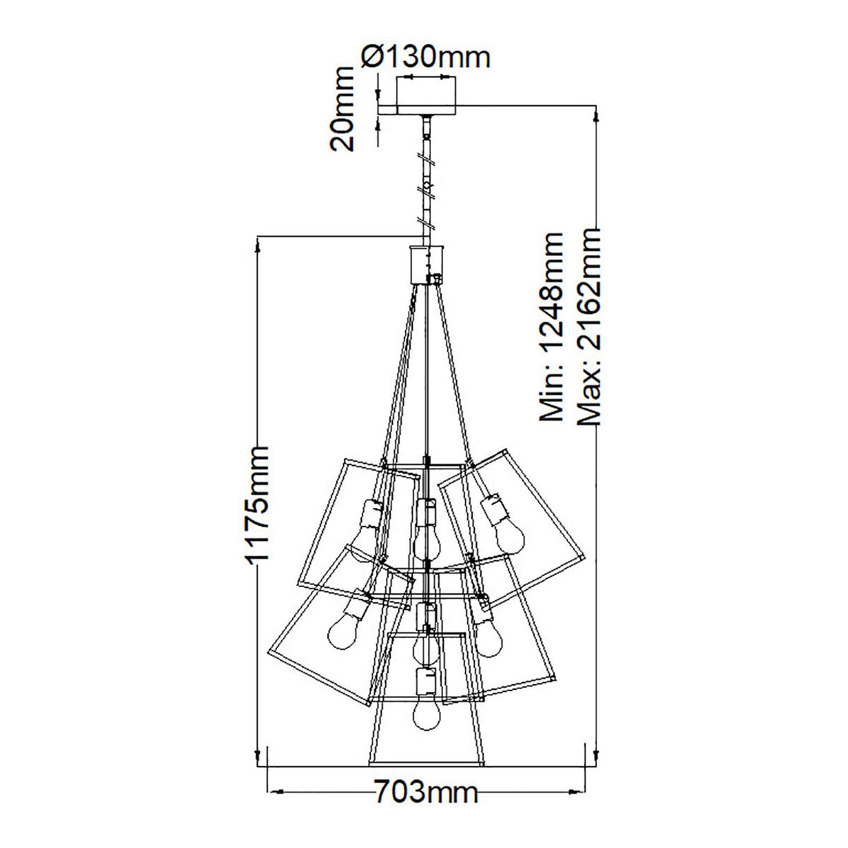 Fulton 7 Light Chandelier Cluster Pendant in Bronze