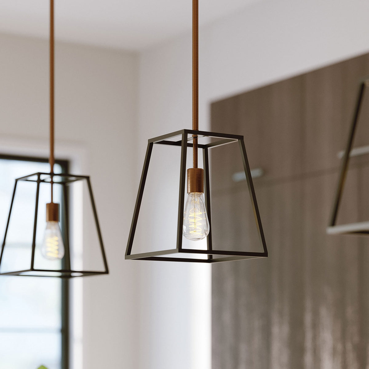 Fulton 1 Light Cage Pendant in Bronze