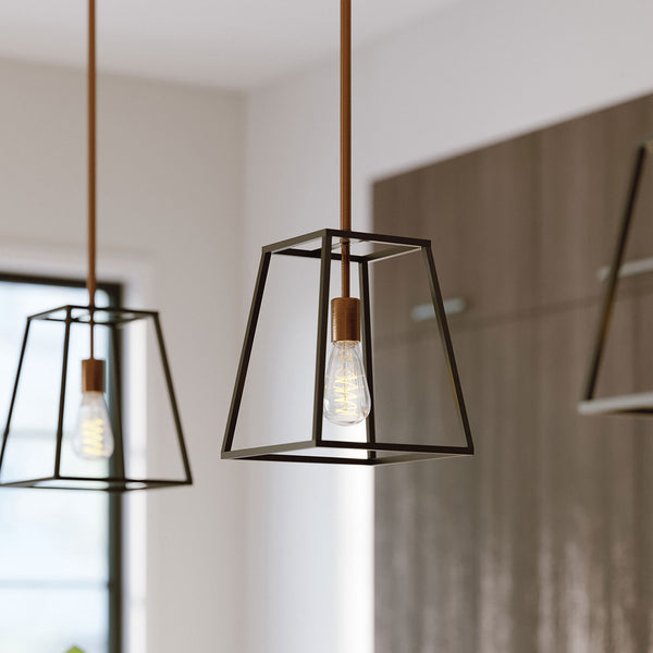 Fulton 1 Light Cage Pendant in Bronze