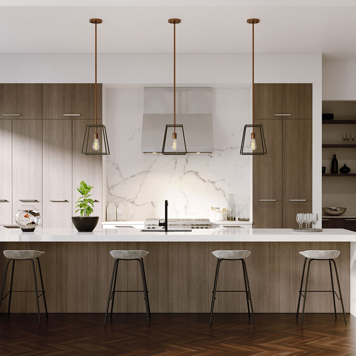 Fulton 1 Light Cage Pendant in Bronze